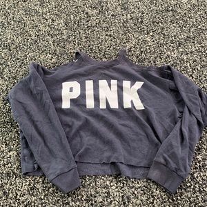 Navy blue size small PINK crop sweater
